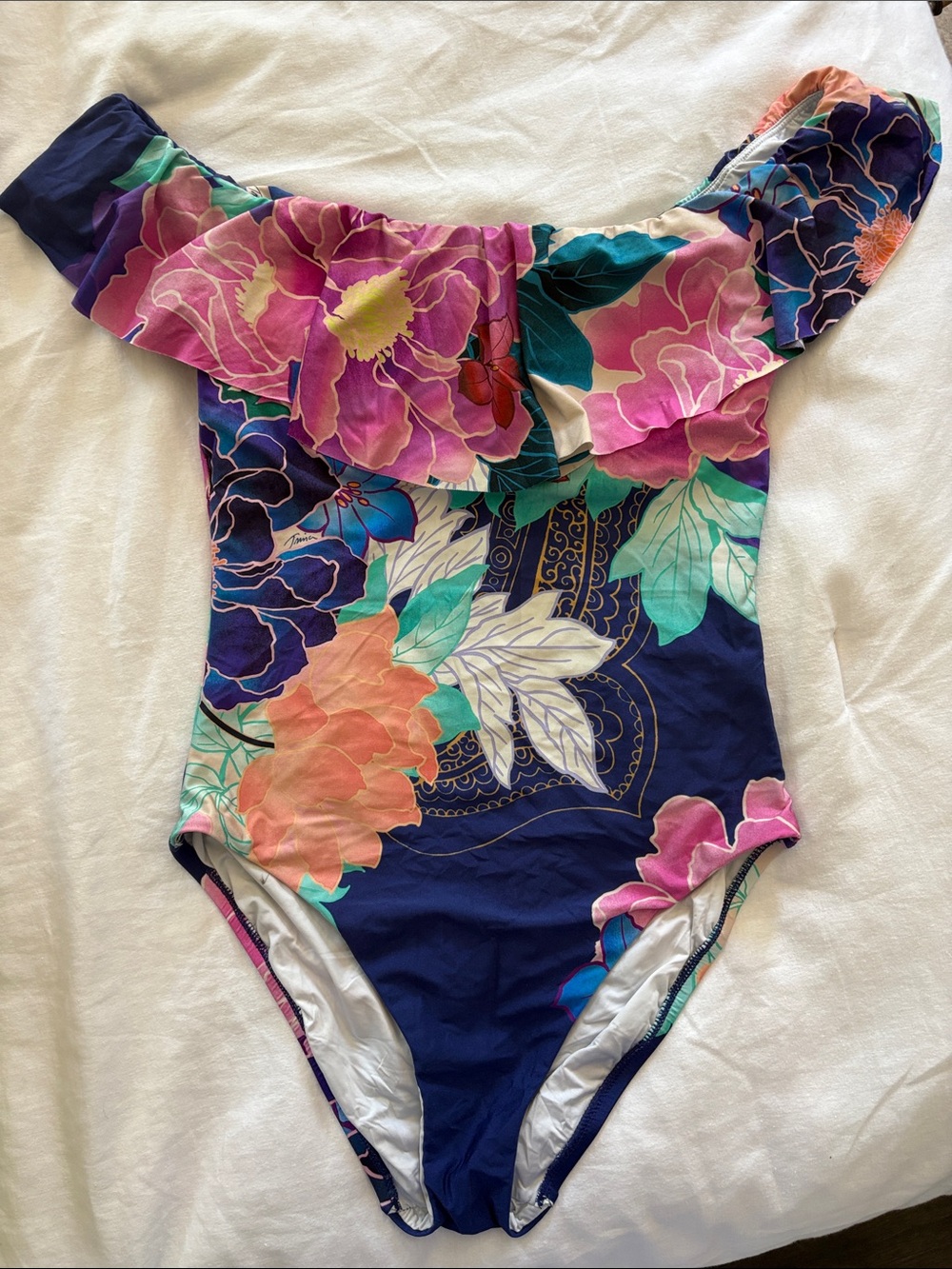 Trina Turk Opulent Oasis floral Off-Shoulder One-Piece Swimsuit